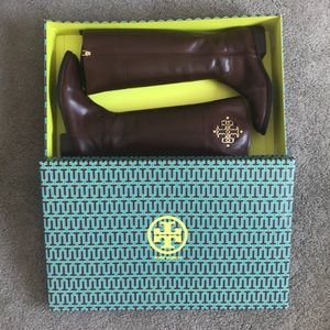 Tory Burch Kiernan Leather Logo Riding Boot w/ Box